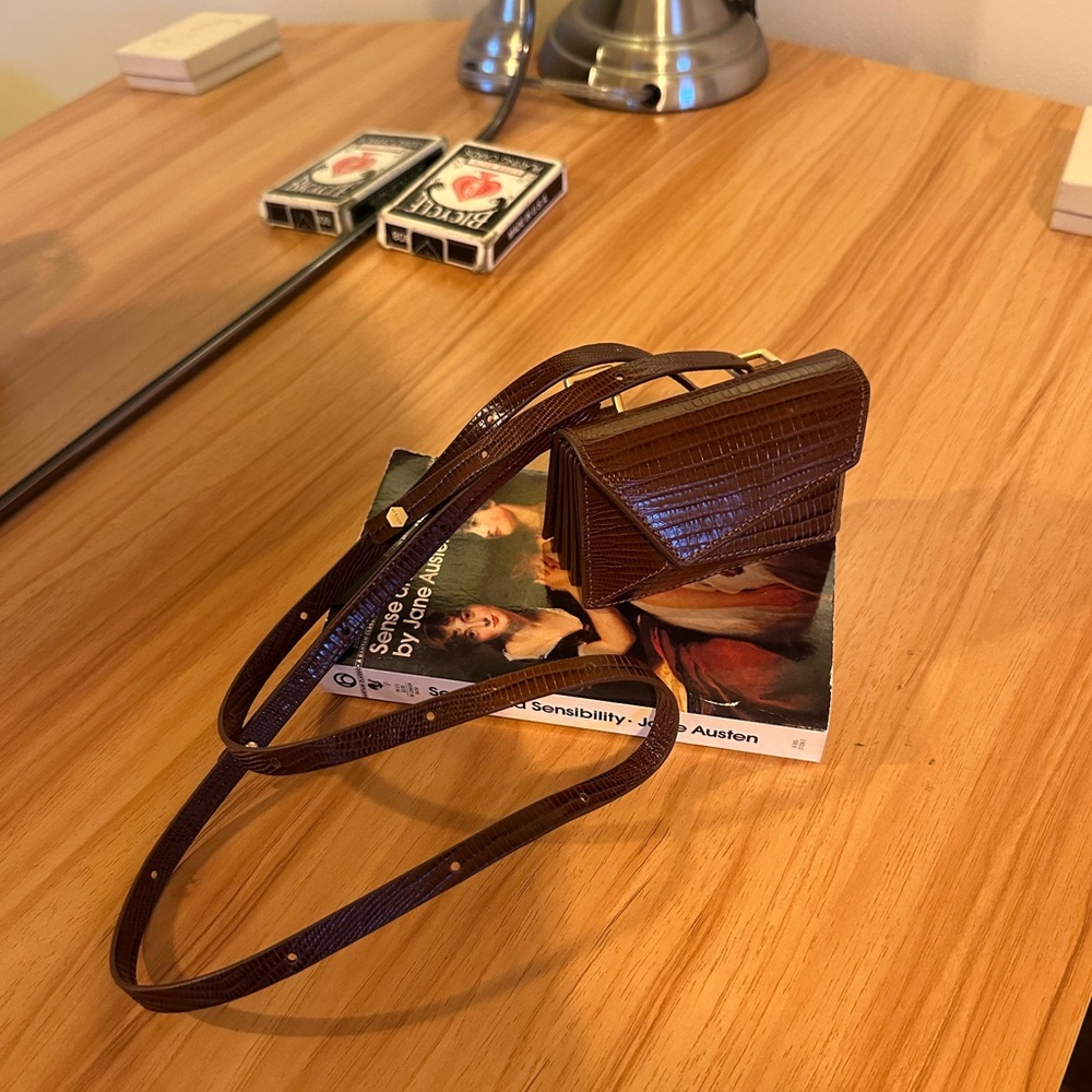 Naomi Mini Wallet Lizard Effect Brown